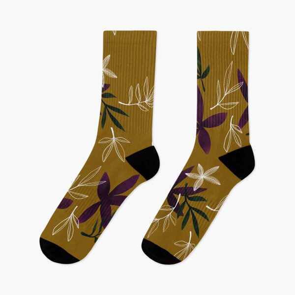Item preview, Purple on mustard • Nocturnal flora designed and sold by ArmDuno.