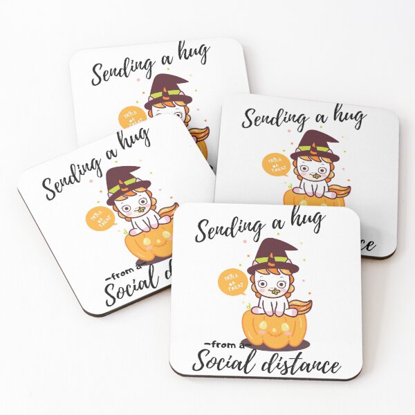Item preview, sending a hug from a social distance cute unicorn vector pumpkin cartoon 2020 designed and sold by zugharo2019.
