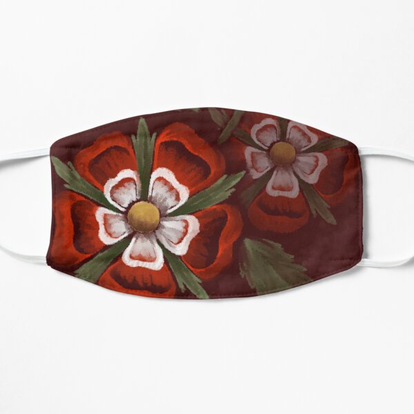 Tudor Rosde (Repeating Pattern in Red) Flat Mask