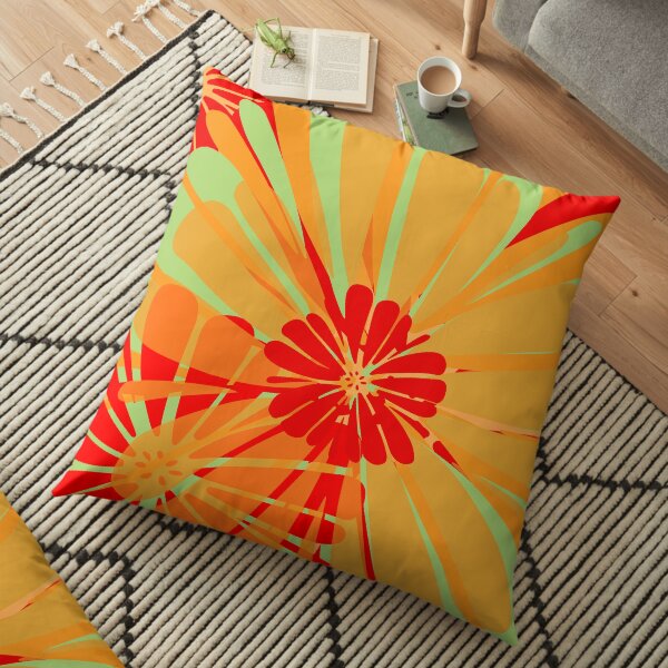 Lime Citrus Floral Floor Pillow
