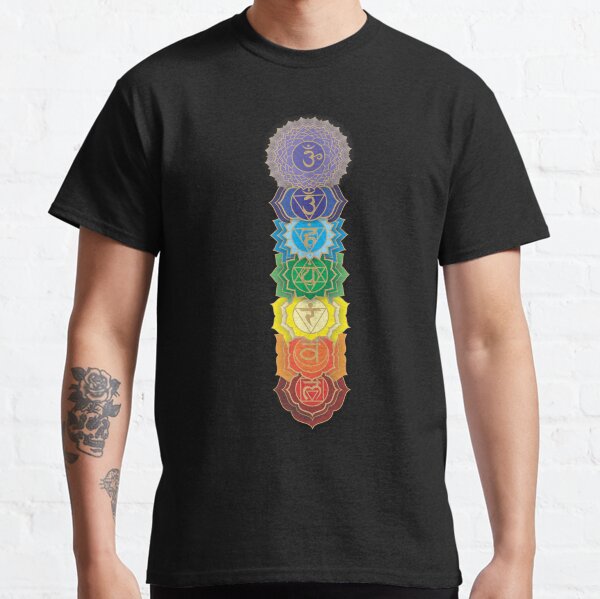 Mandala 7 Chakras with Rainbow Sky Classic T-Shirt