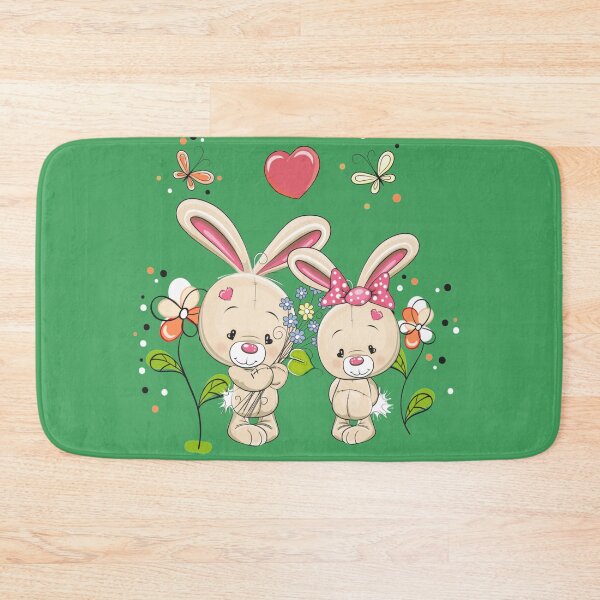 Item preview, two brown bears s, European rabbit Birthday graphy Illustration, cartoon rabbit and flowers designed and sold by Halalolo.