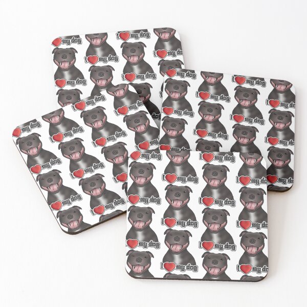 Item preview, I Love My Staffordshire Bull Terrier / Staffie / Staffy - Pattern - White designed and sold by JadeMadeThis.