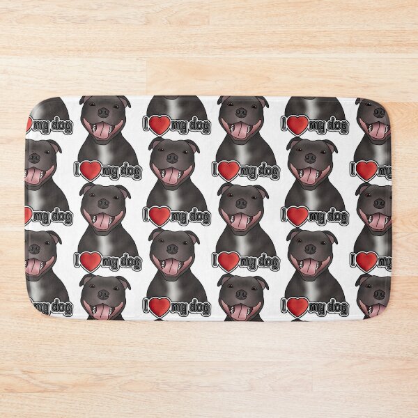 Item preview, I Love My Staffordshire Bull Terrier / Staffie / Staffy - Pattern - White designed and sold by JadeMadeThis.