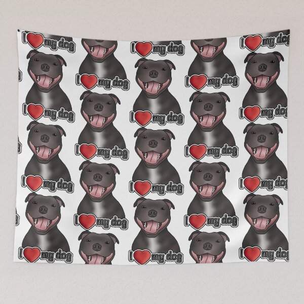 Item preview, I Love My Staffordshire Bull Terrier / Staffie / Staffy - Pattern - White designed and sold by JadeMadeThis.