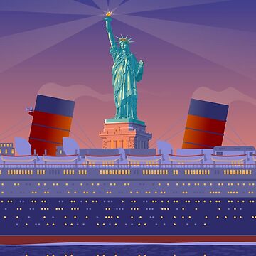 Artwork thumbnail, New York with RMS Queen Mary by smillership