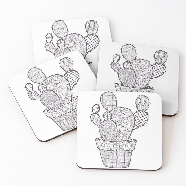 Item preview, Cactus Black and white Doodle designed and sold by Bake-my-Design.