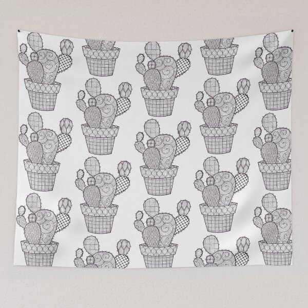 Item preview, Cactus Black and white Doodle designed and sold by Bake-my-Design.