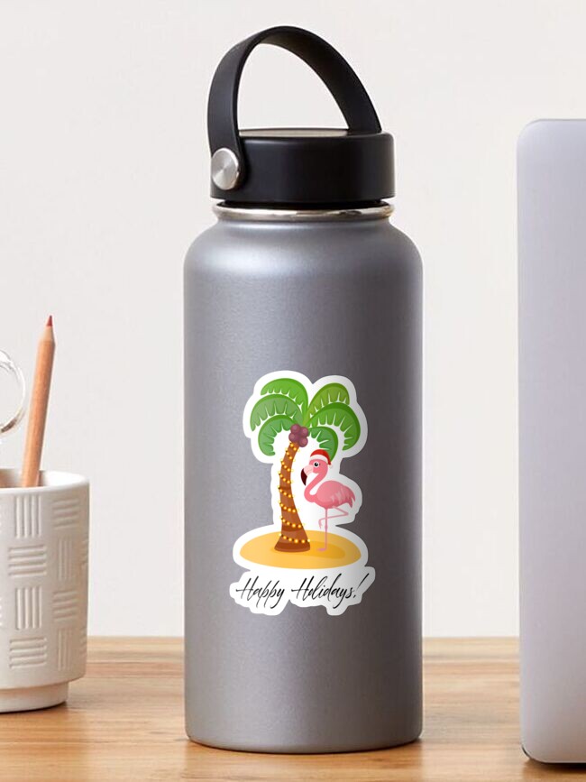 Christmas Flamingo Waterproof Water Bottle Wrappers