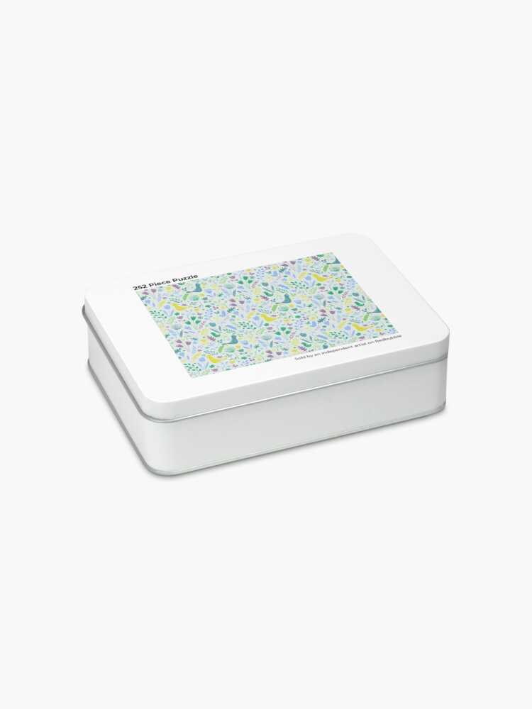 Alternate view of Papercut Meadow - light - pretty floral bird pattern by Cecca Designs Jigsaw Puzzle