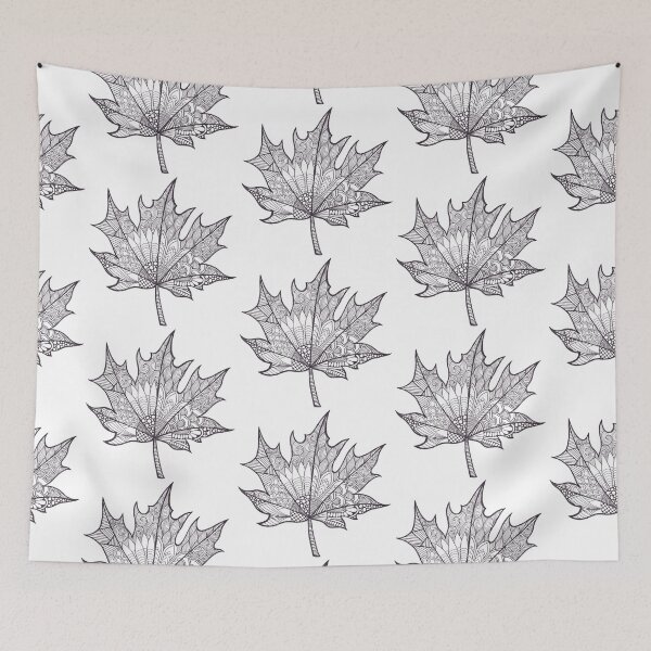 Item preview, Maple Leaf black and white doodle designed and sold by Bake-my-Design.