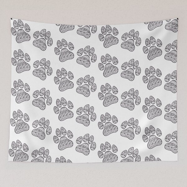 Item preview, Paw Prints black and white doodle designed and sold by Bake-my-Design.