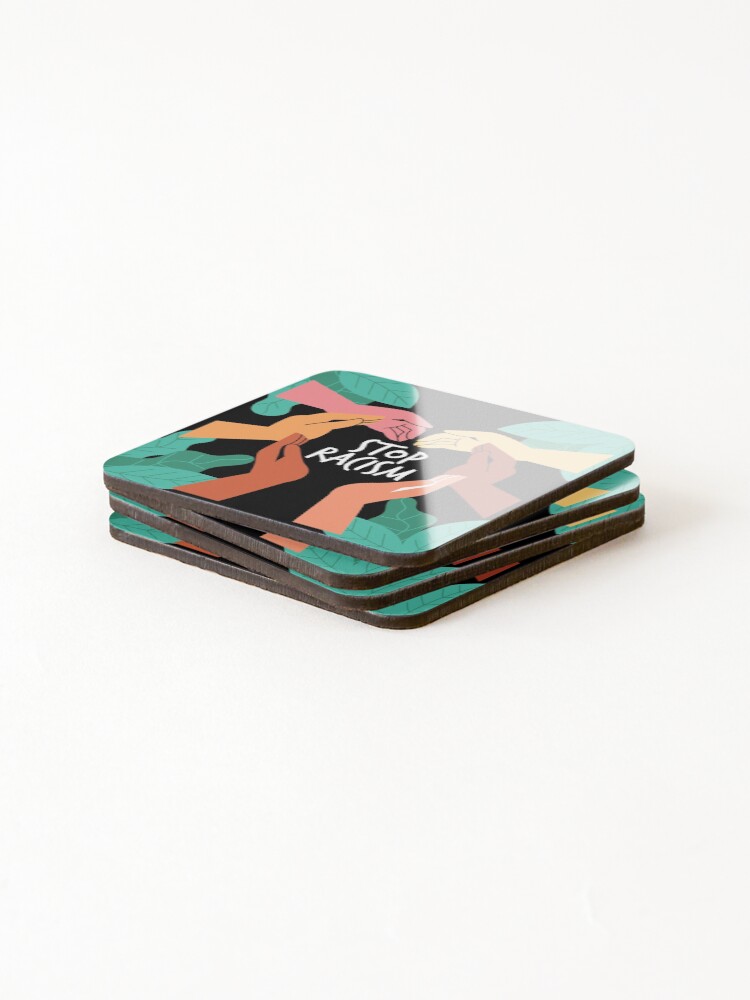 Thumbnail 4 of 5, Coasters (Set of 4), Stop Racism designed and sold by TagCreation.