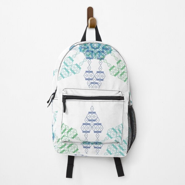 Item preview, Flower pattern from geometric elements in blue and green designed and sold by happyMagenta.
