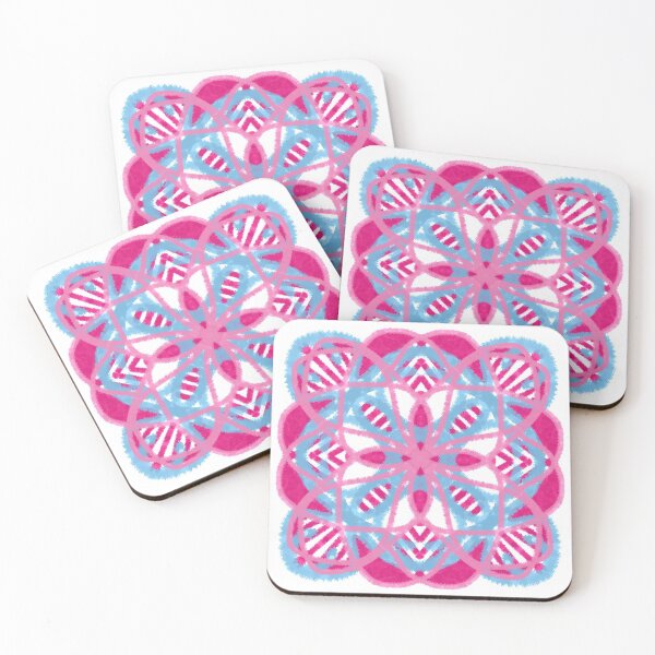 Item preview, Pink and Blue Flower Tile designed and sold by cosmicmouse.