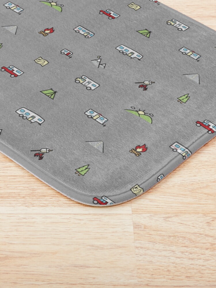 "Cute RV and Camping Icon Pattern" Bath Mat for Sale by RVToolbox