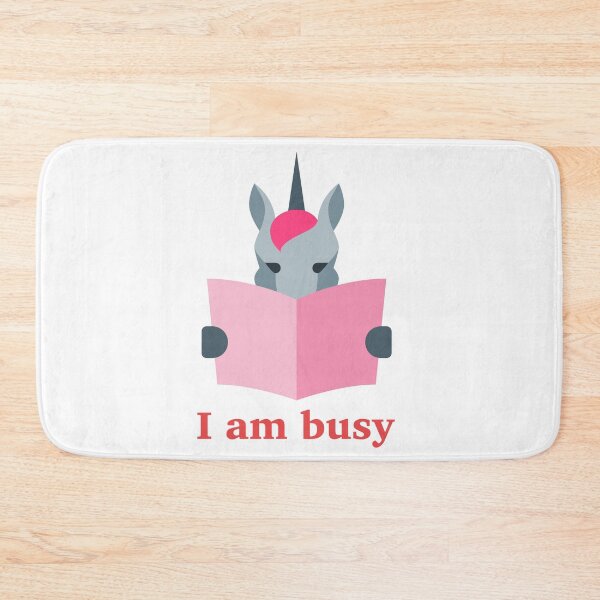 Item preview, unicorn horse sitting and reading pink book and i am busy designed and sold by abhishekarts.