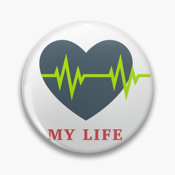 Item preview, ECG green line with dark blue heart my life quote designed and sold by abhishekarts.