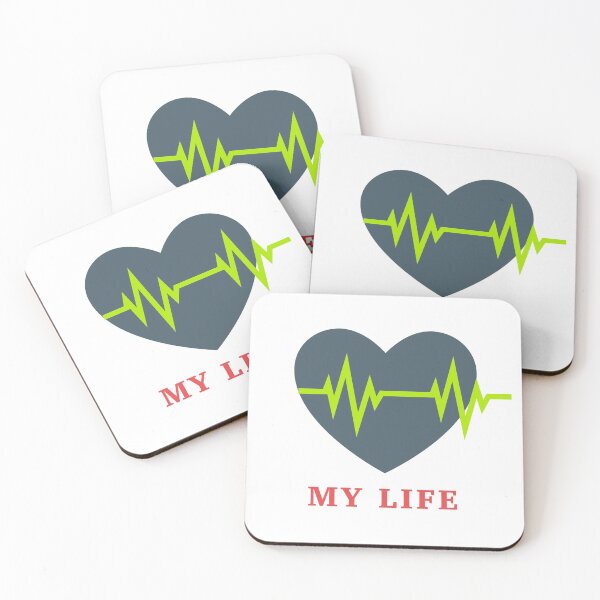 Item preview, ECG green line with dark blue heart my life quote designed and sold by abhishekarts.