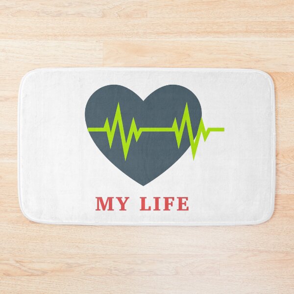 Item preview, ECG green line with dark blue heart my life quote designed and sold by abhishekarts.