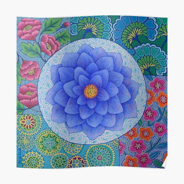 Blue Flower Mandala Poster