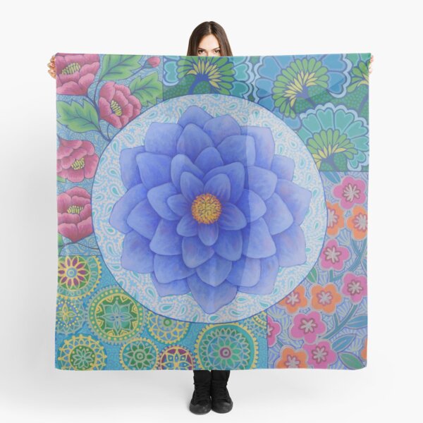 Blue Flower Mandala Scarf