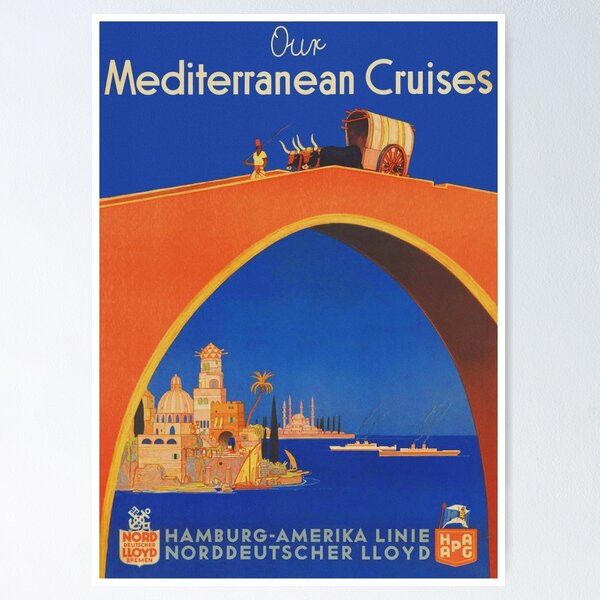 Item preview, Mediterranean Cruise, Vintage Travel Poster designed and sold by vintagevivian.