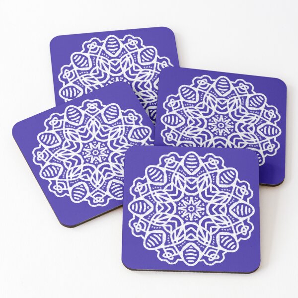 Item preview, Intricate Lace Mandala on Blue Background designed and sold by cosmicmouse.