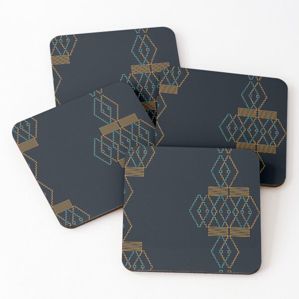 Item preview, Ethnic pattern from geometric elements in gold and mint designed and sold by happyMagenta.