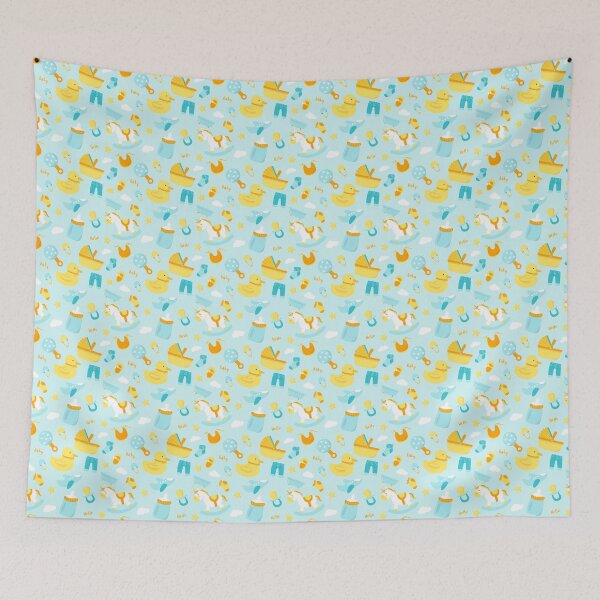 Item preview, Cute Turquoise and Yellow Baby Print designed and sold by cabgodfrey.