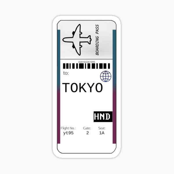 "Plane ticket to Tokyo, Japan" Stickerundefined by shinenayu Redbubble