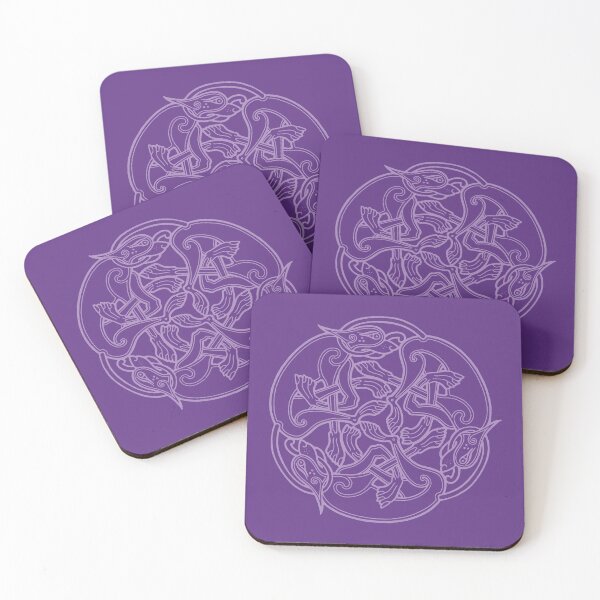 Celtic Chasing Dogs - purple Coasters (Set of 4)