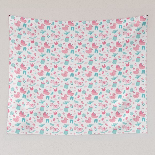 Item preview, Copy of Cute Pink and Turquoise Blue Baby Print designed and sold by cabgodfrey.