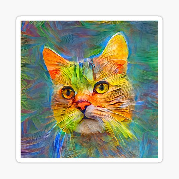 Abstract cat digital painting Sticker