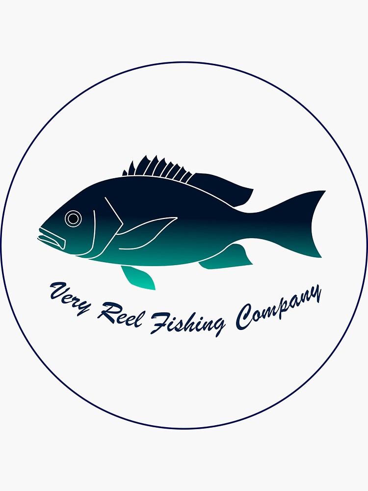 Simple Fictional Fishing Company Logo Design (Blue) | Sticker