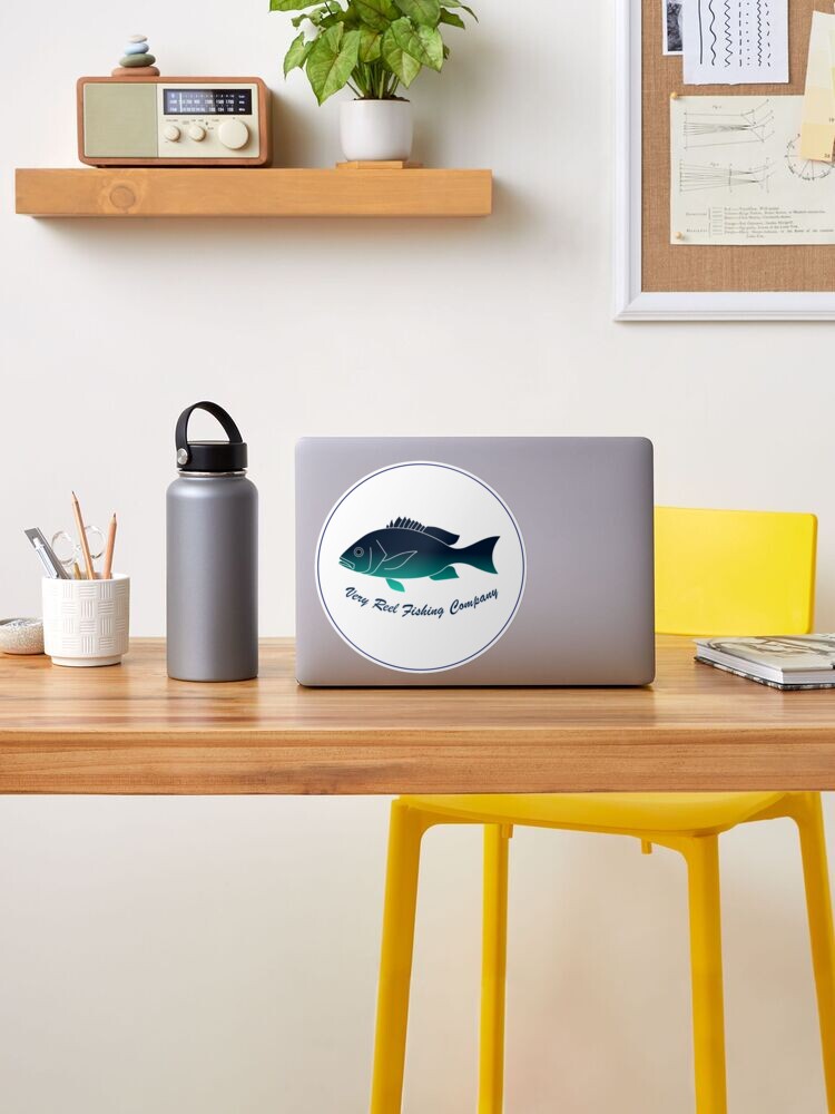 Simple Fictional Fishing Company Logo Design (Blue) | Sticker