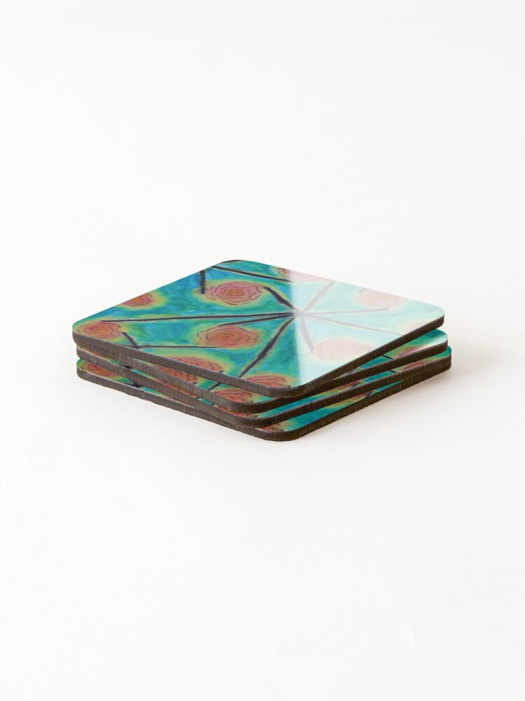 Thumbnail 4 of 5, Coasters (Set of 4), Abstract Floral Roses designed and sold by msprague2020.