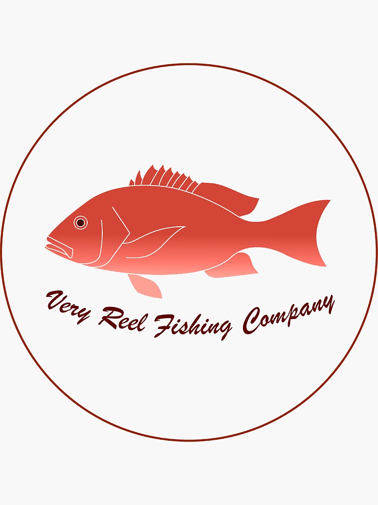 Simple Fictional Fishing Company Logo Design (Red) | Sticker