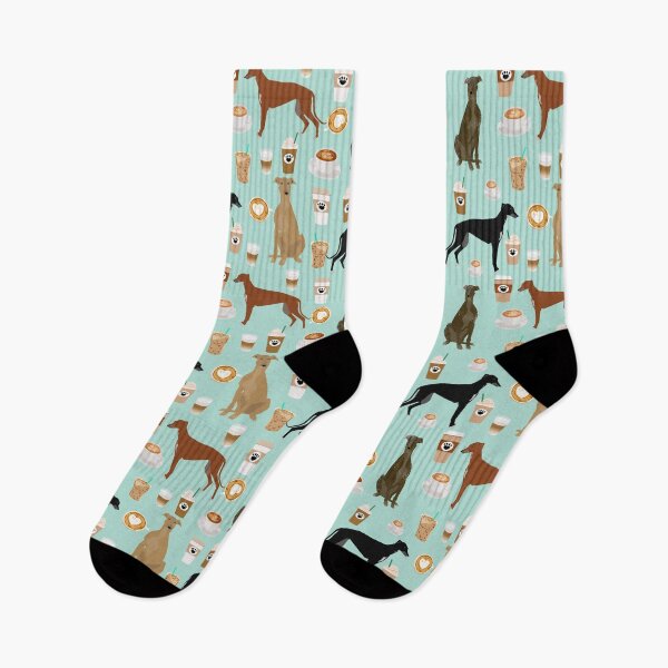 Item preview, greyhound coffee pattern - greyhounds, brindle, cute dog, dogs, donut, pastel, pink designed and sold by PetFriendly.
