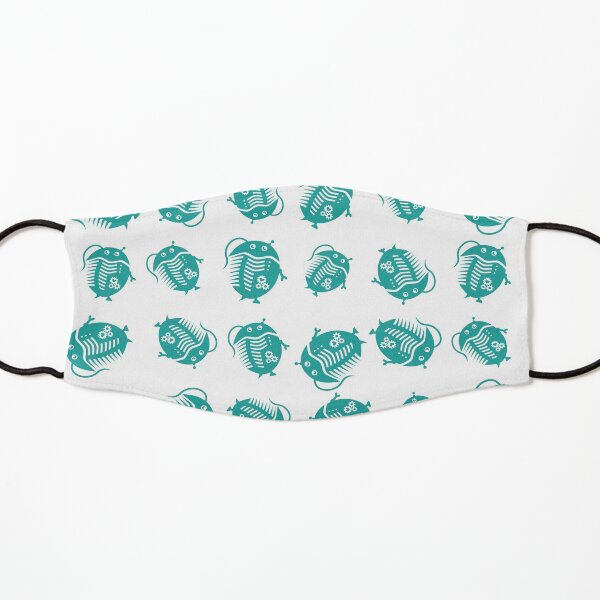 Teal Trilobot Pattern Kids Mask