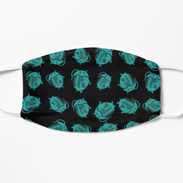 Teal Trilobot Pattern on Black Mask