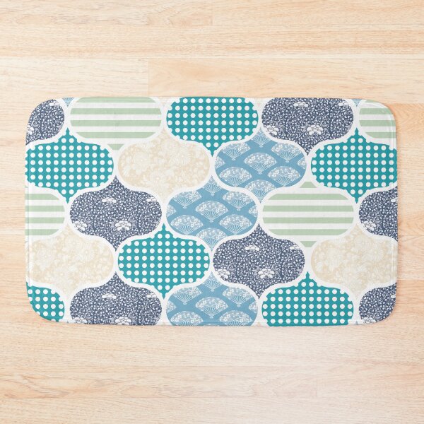 Item preview, blue and off white wallpaper print pattern designed and sold by vidyaroul.