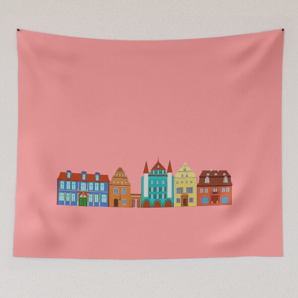 Item preview, Town. Street with colorful retro houses designed and sold by Kajaniko.