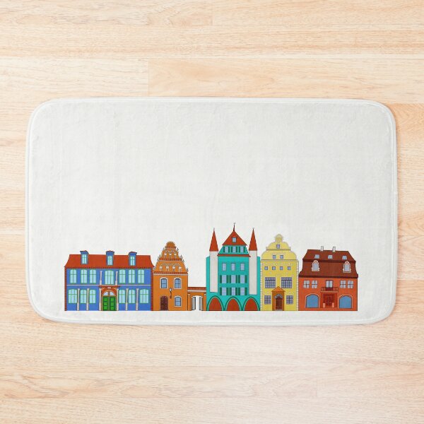 Item preview, Town. Street with colorful retro houses designed and sold by Kajaniko.