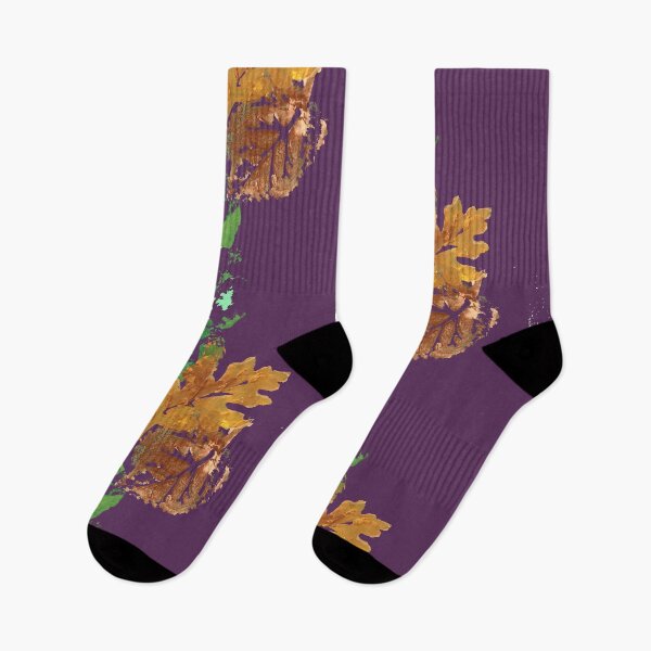 Item preview, Four Autumn Leaves, plum purple background designed and sold by djrunnels.