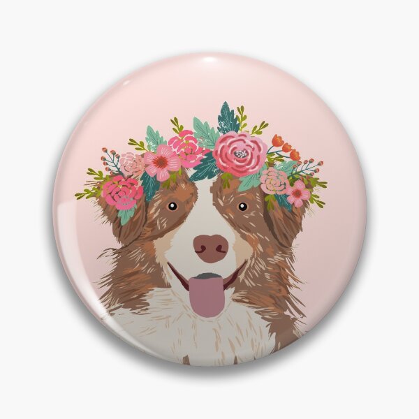 Item preview, Australian Shepherd flower crown - aussie dog, australian shepherd, floral crown, flower crown, dog, dog sticker, cute dog, pink, pink floral, tricolored designed and sold by PetFriendly.