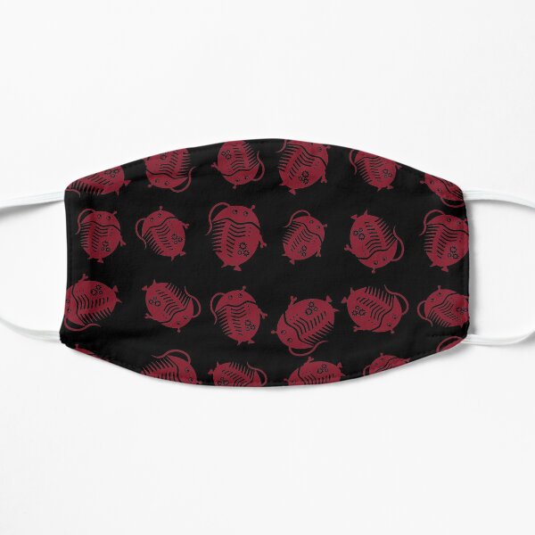 Burgundy Trilobot Pattern on Black Flat Mask