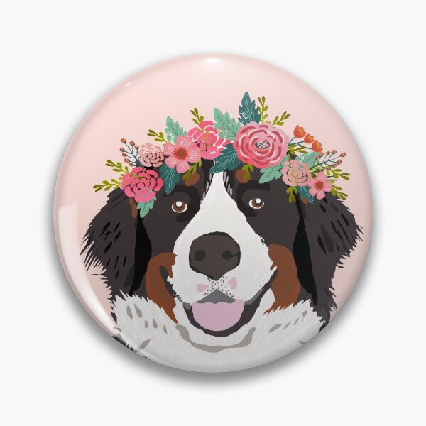 Item preview, Bernese Mountain Dog flower crown - Bernese Mountain Dog, floral crown, flower crown, dog, dog sticker, cute dog, pink, pink floral, tricolored designed and sold by PetFriendly.