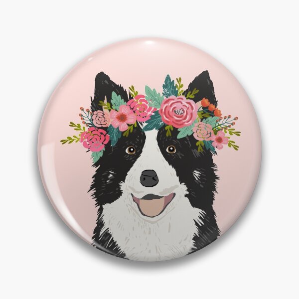 Item preview, Border Collie flower crown - border collie, floral crown, flower crown, dog, dog sticker, cute dog, pink, pink floral, tricolored designed and sold by PetFriendly.