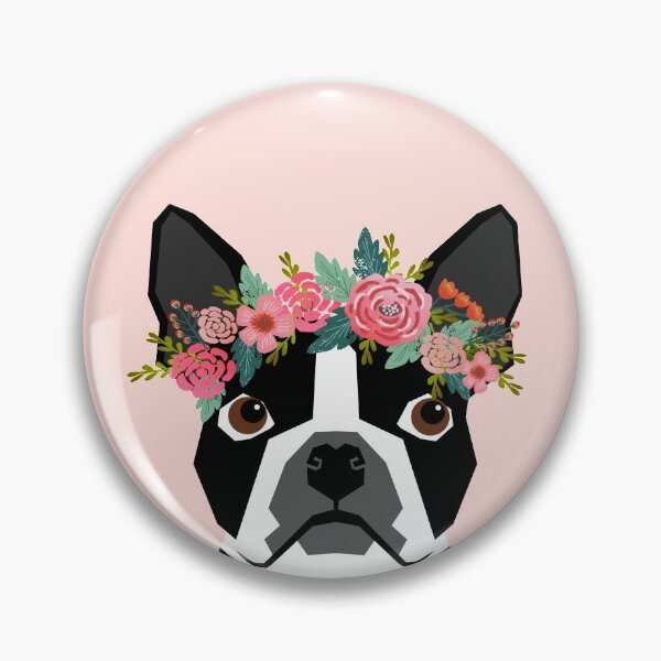 Item preview, Boston Terrier floral crown - boston terrier, flower crown, flower, pink, pink floral, cute dog, dogs, pet,  designed and sold by PetFriendly.